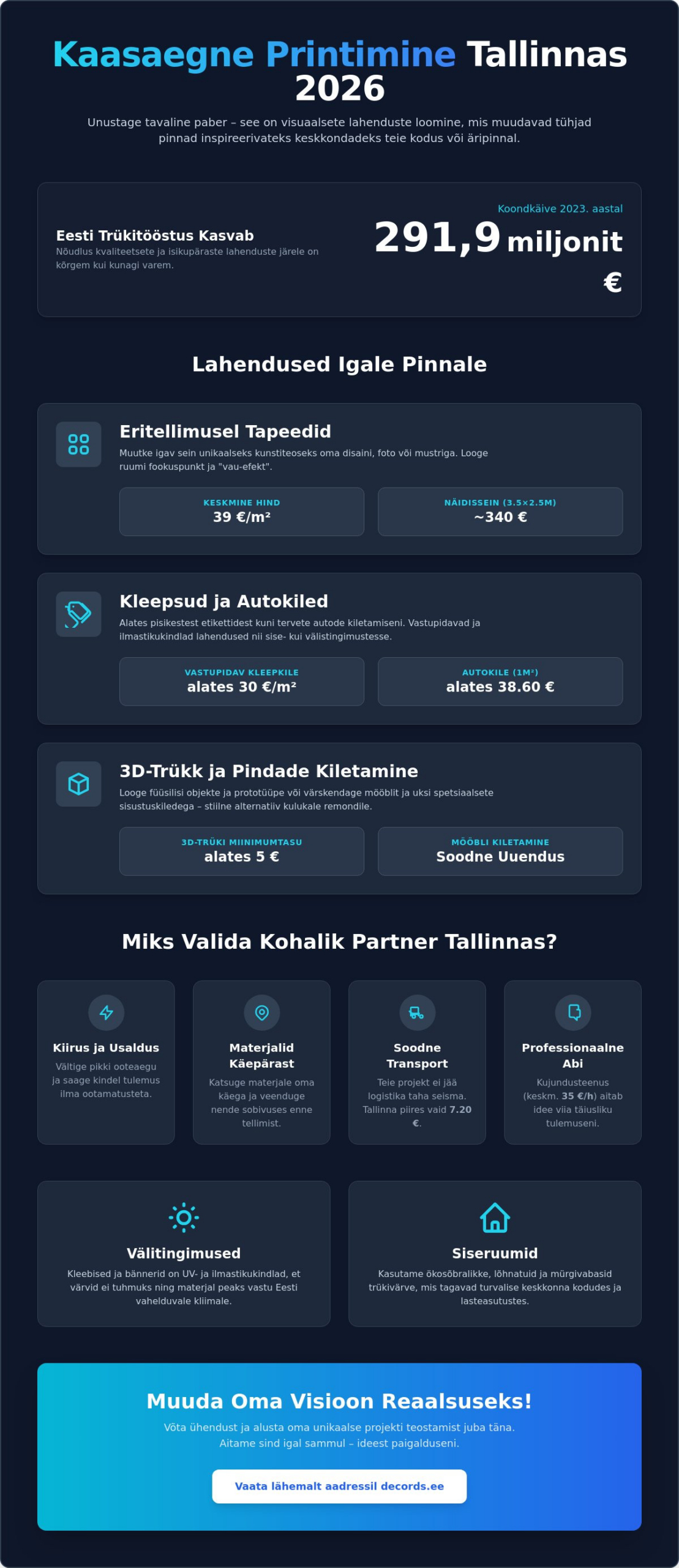 Printimine Tallinnas: Teie visioonide elluviimine kleepsudest tapeetideni (2026)